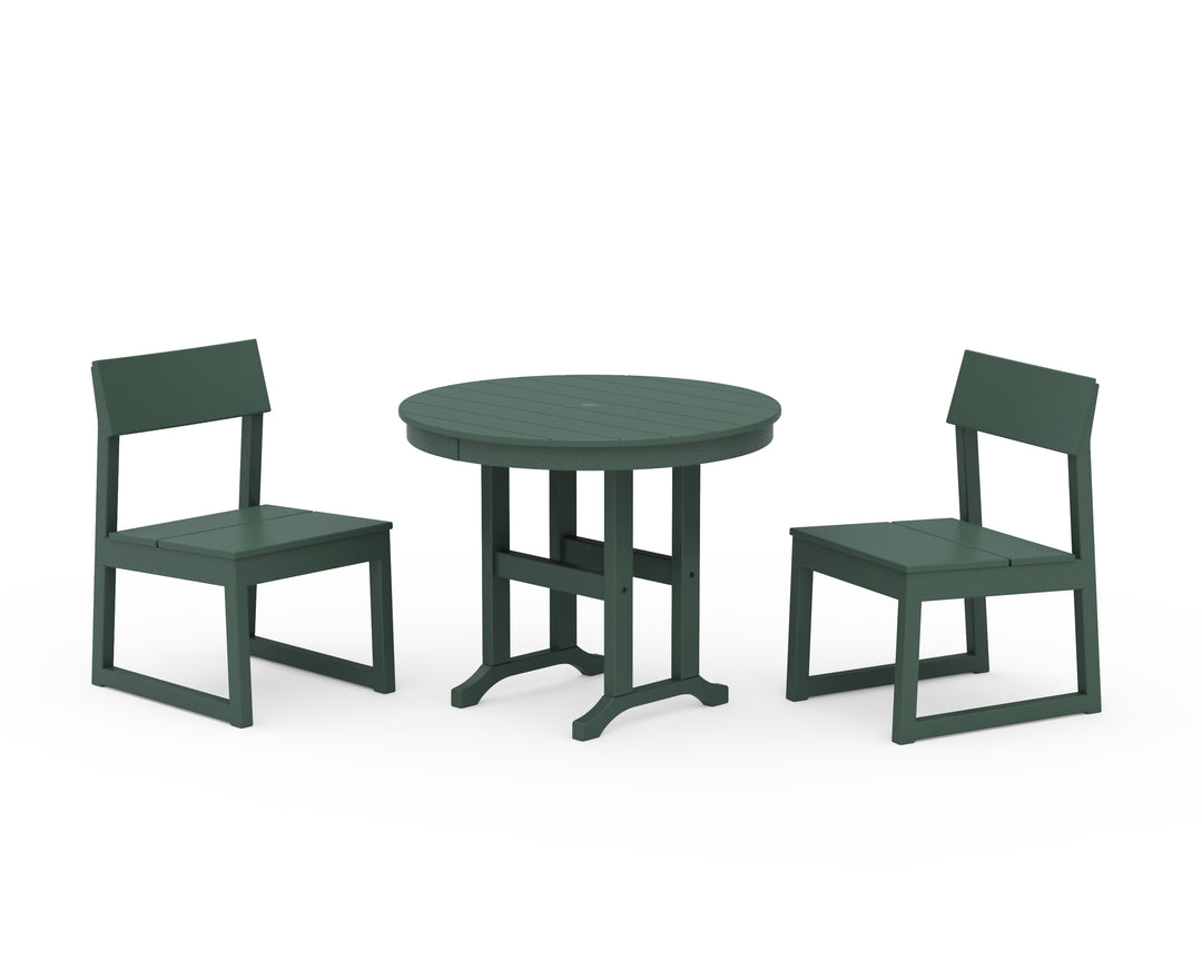 POLYWOOD® EDGE Side Chair 3-Piece Round Dining Set