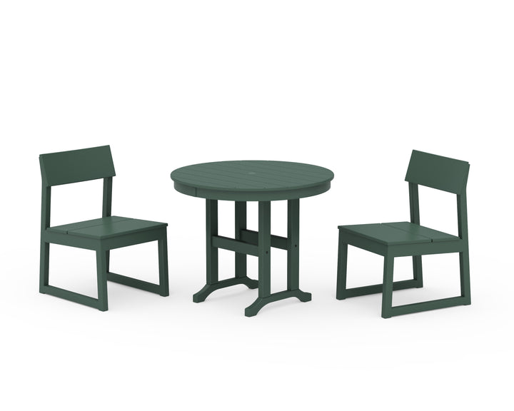 POLYWOOD® EDGE Side Chair 3-Piece Round Dining Set