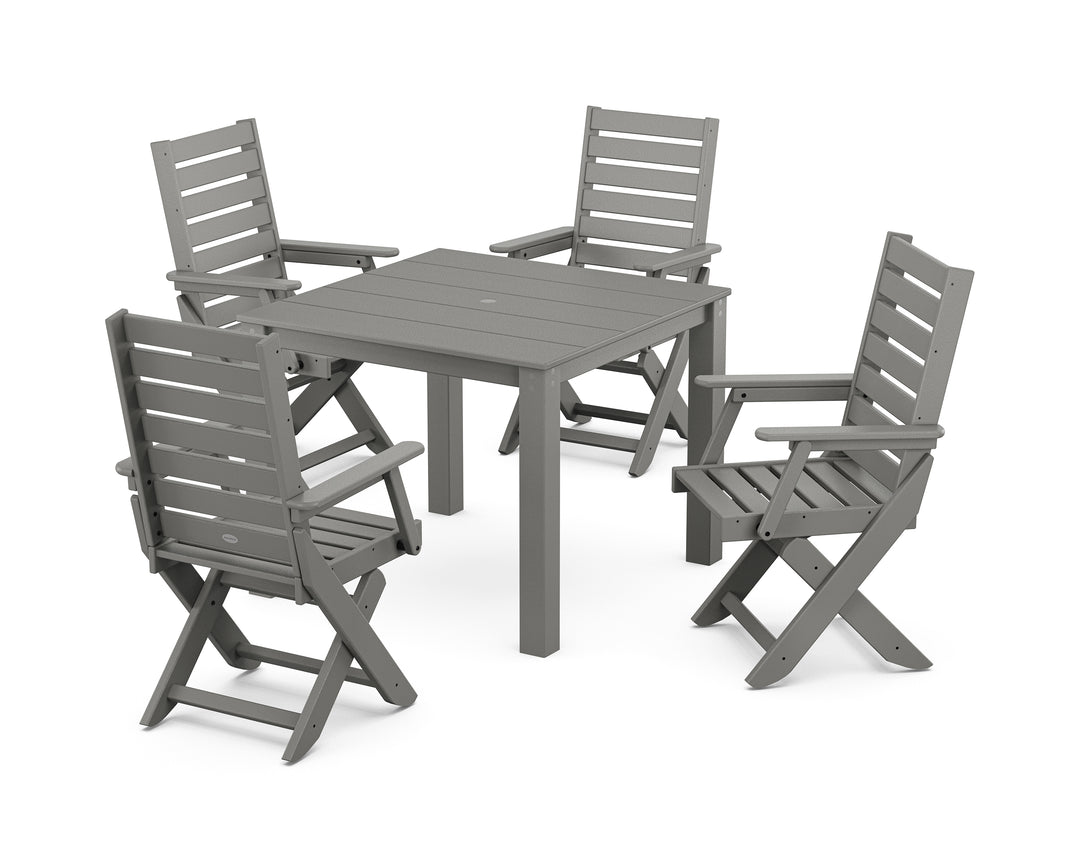 POLYWOOD® Captain Folding Chair 5-Piece Parsons Dining Set