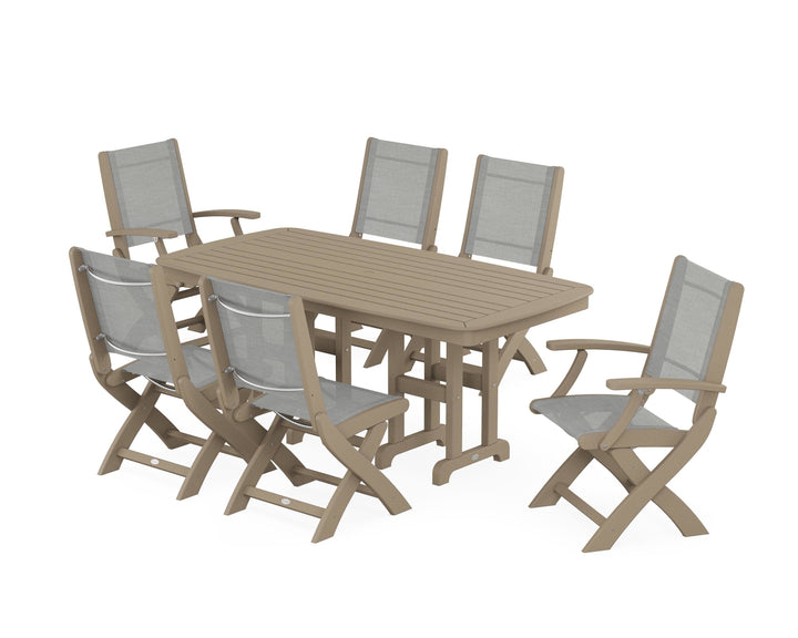 POLYWOOD® Coastal Folding Chair 7-Piece Dining Set