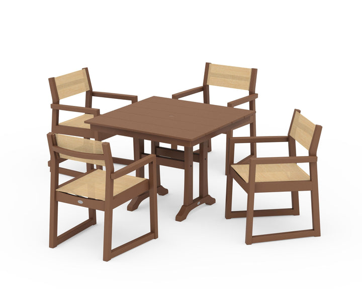 POLYWOOD® EDGE Sling 5-Piece Farmhouse Dining Set with Trestle Legs