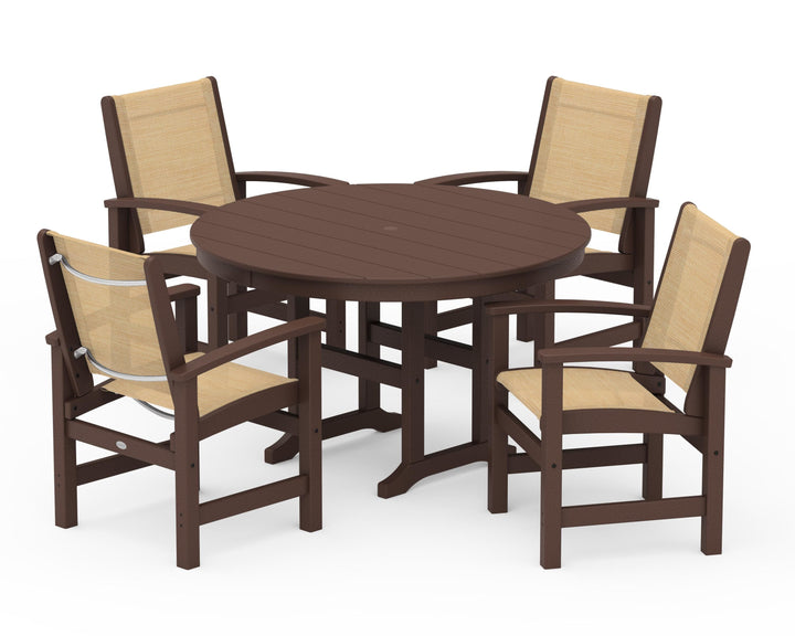POLYWOOD® Coastal 5-Piece Round Farmhouse Dining Set