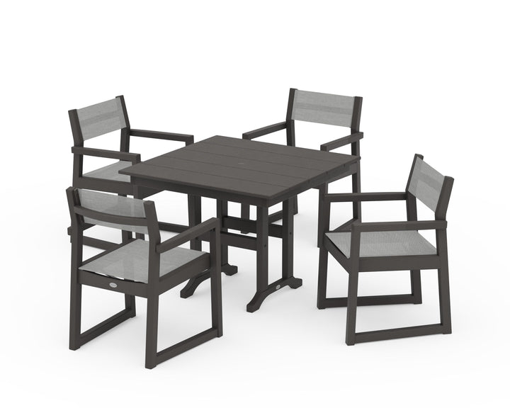 POLYWOOD® EDGE Sling Arm Chair 5-Piece Farmhouse Dining Set