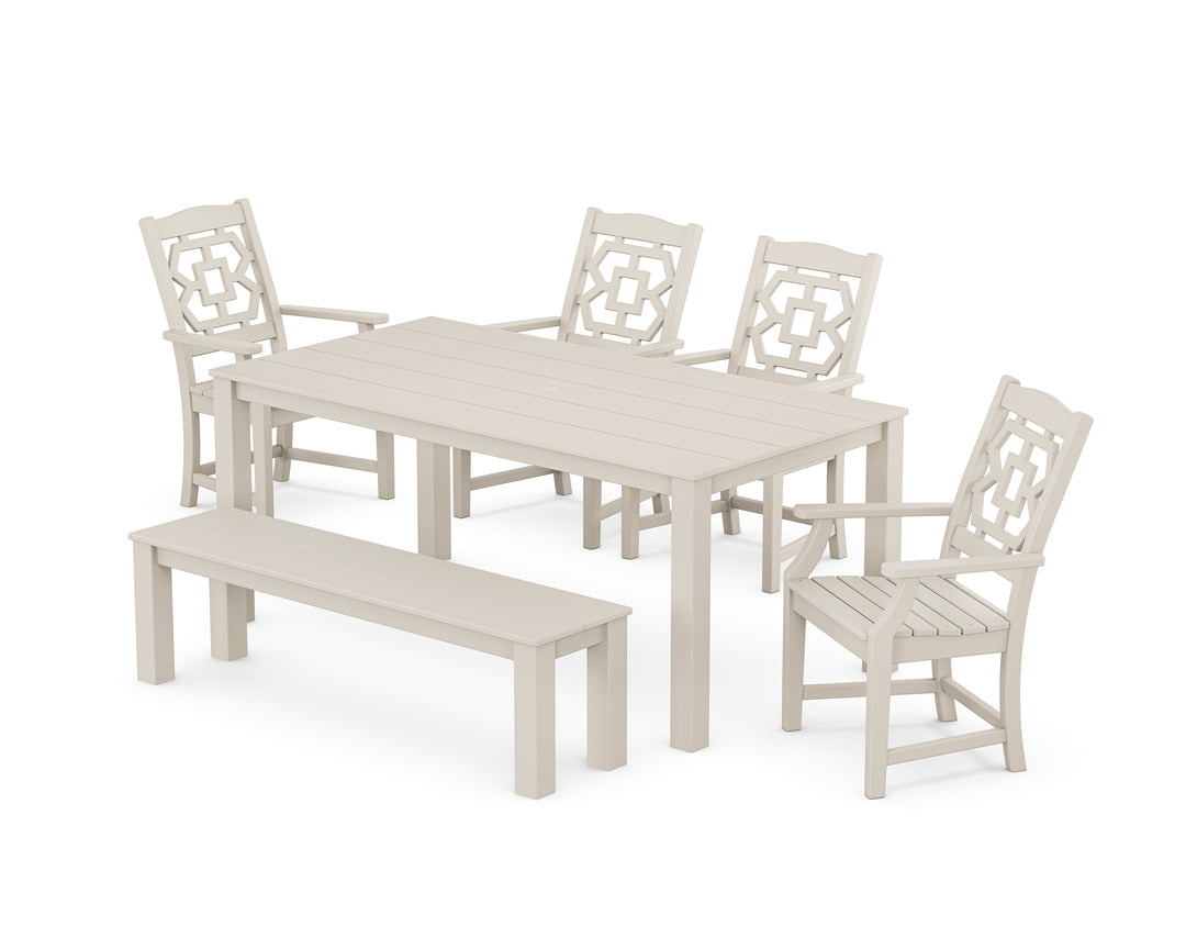 Martha Stewart by POLYWOOD® Chinoiserie 6-Piece Parsons Dining Set with Bench
