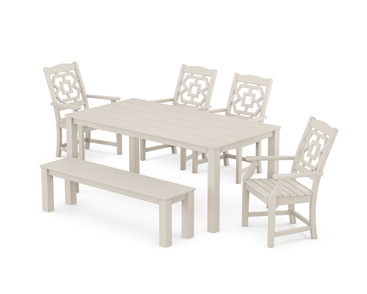 Martha Stewart by POLYWOOD® Chinoiserie 6-Piece Parsons Dining Set with Bench
