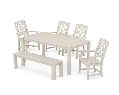 Chinoiserie 6-Piece Parsons Dining Set with Bench