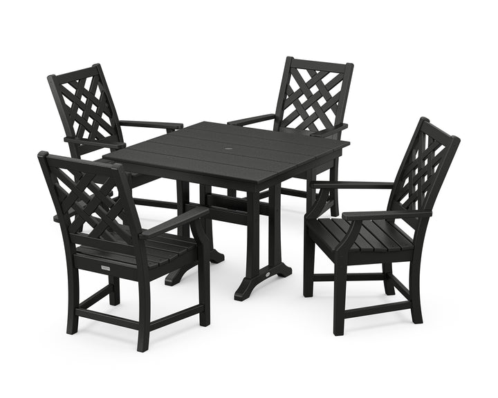 Country Living Wovendale 5-Piece Farmhouse Dining Set with Trestle Legs