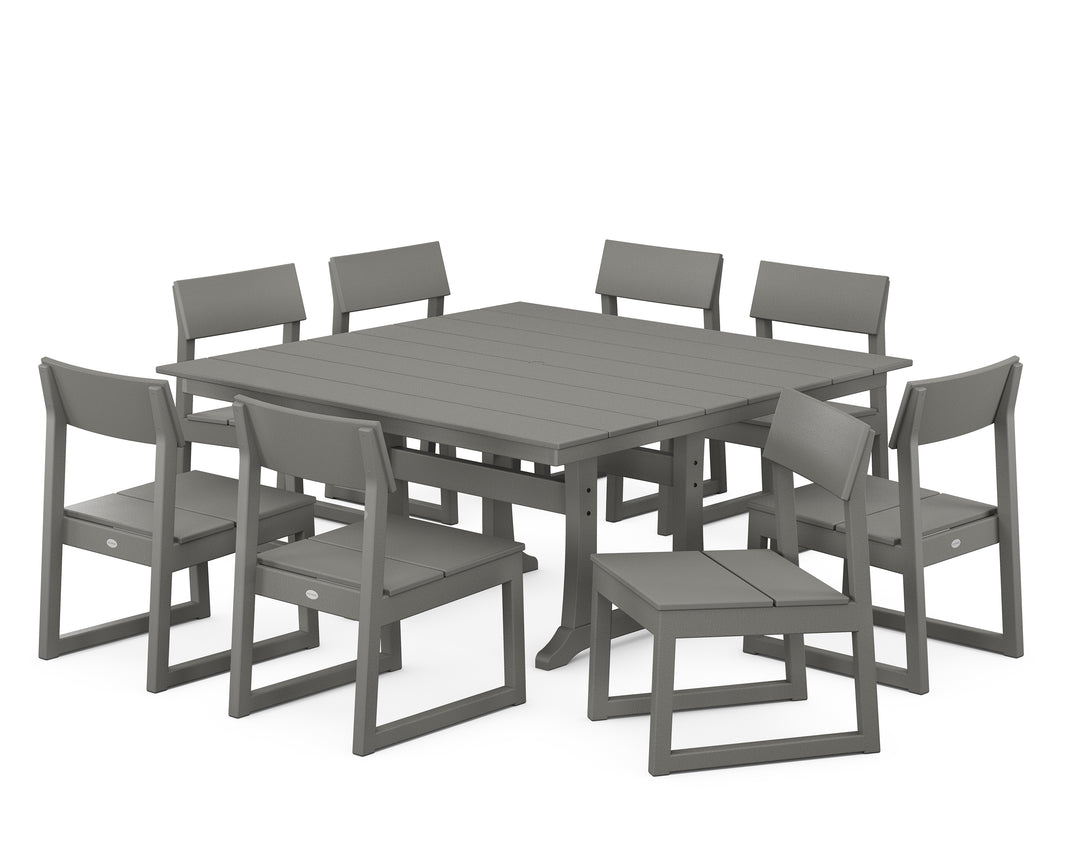 POLYWOOD® EDGE 9-Piece Farmhouse Trestle Dining Set