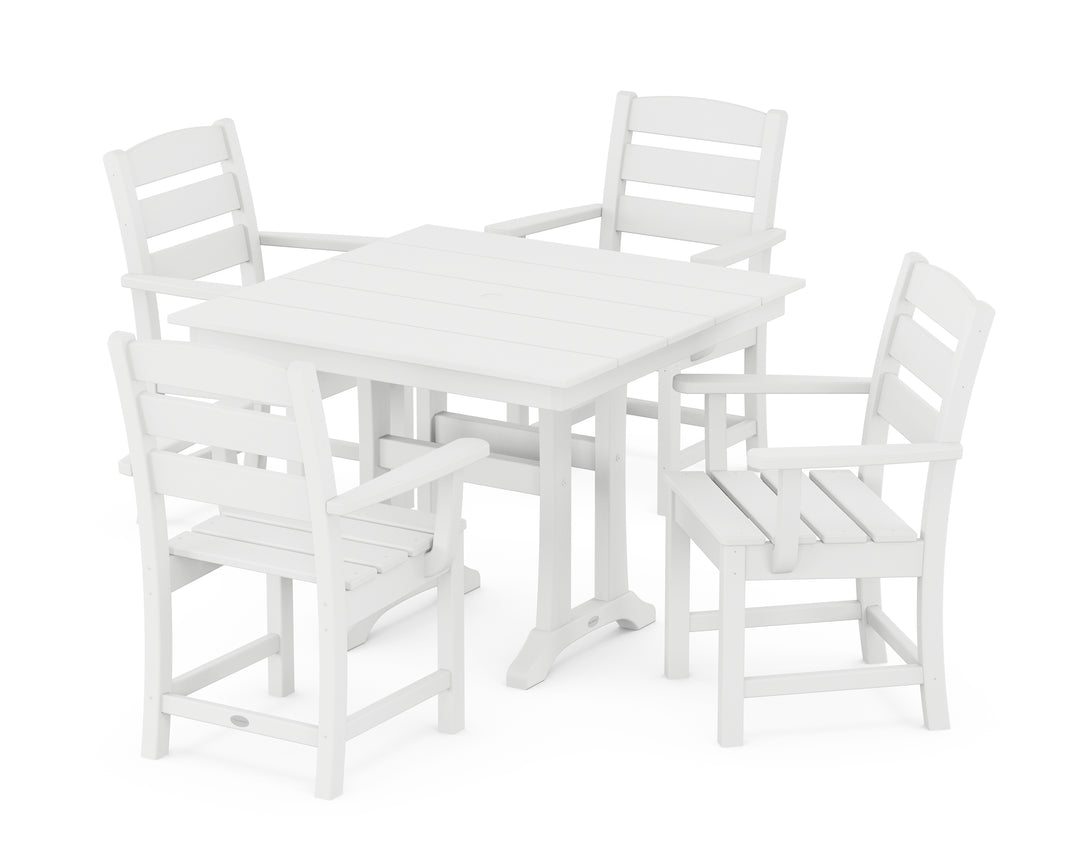 POLYWOOD® Lakeside 5-Piece Farmhouse Trestle Arm Chair Dining Set