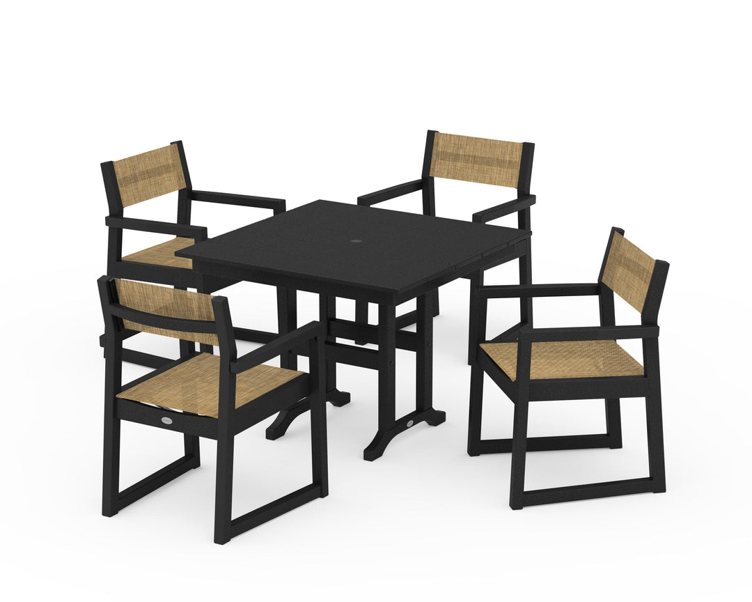 POLYWOOD® EDGE Sling Arm Chair 5-Piece Farmhouse Dining Set