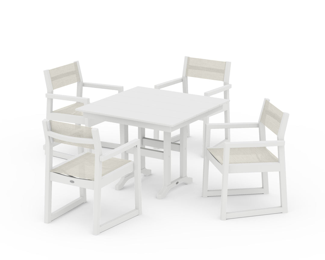 POLYWOOD® EDGE Sling Arm Chair 5-Piece Farmhouse Dining Set