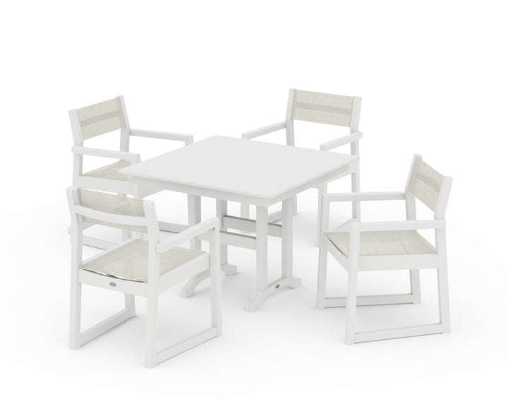 POLYWOOD® EDGE Sling Arm Chair 5-Piece Farmhouse Dining Set