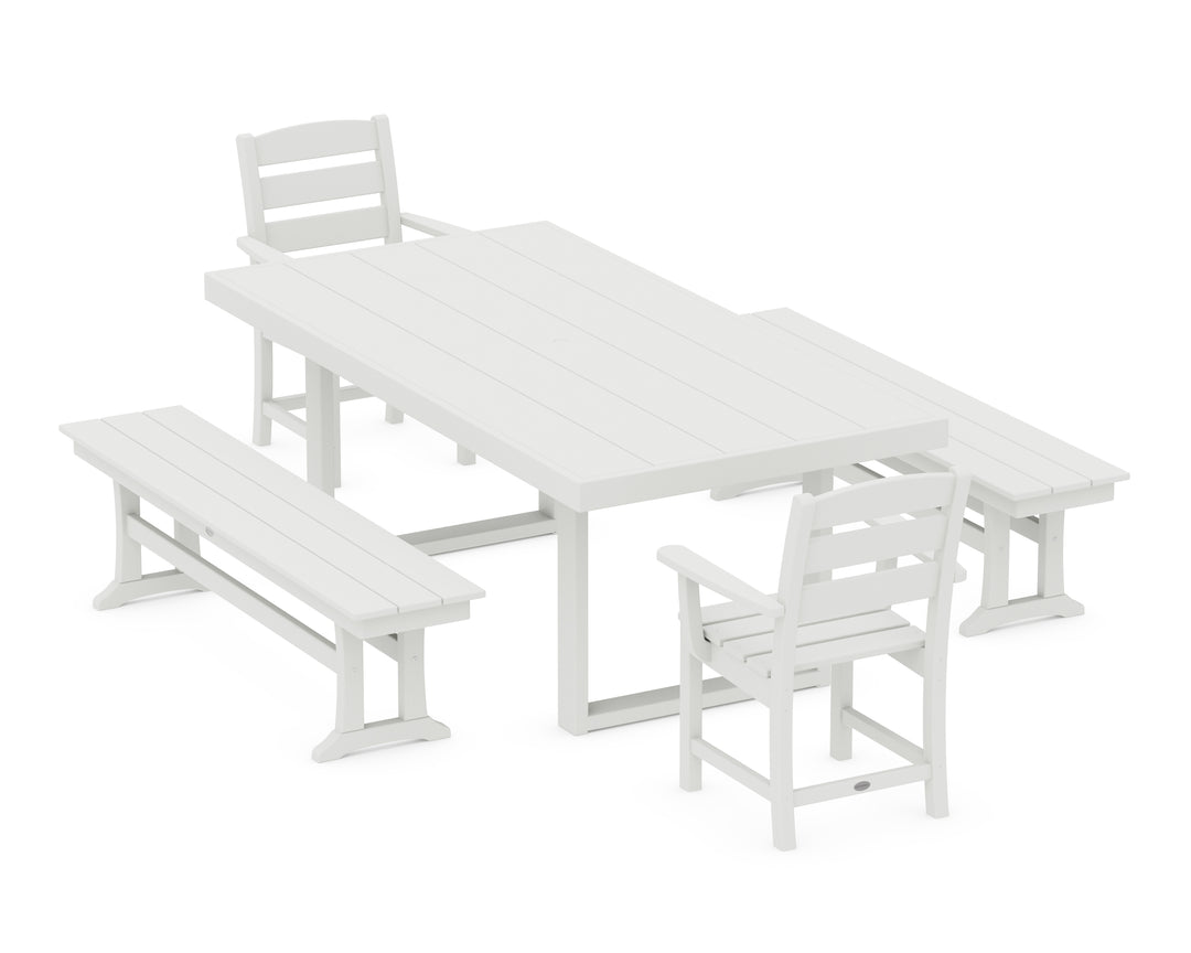 POLYWOOD® Lakeside 5-Piece Dining Set with Benches