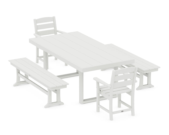 POLYWOOD® Lakeside 5-Piece Dining Set with Benches