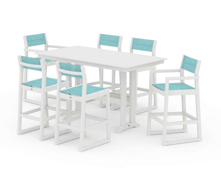 POLYWOOD® EDGE Sling 7-Piece Farmhouse Bar Set with Trestle Legs