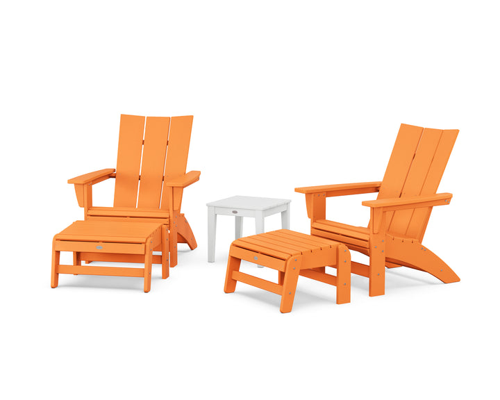 POLYWOOD® 5-Piece Modern Grand Adirondack Set with Ottomans and Side Table