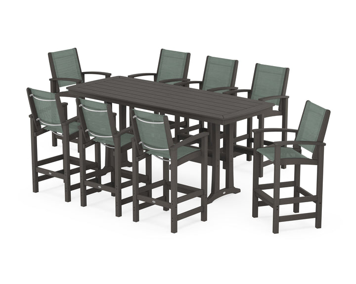 POLYWOOD® Coastal 9-Piece Bar Set with Trestle Legs