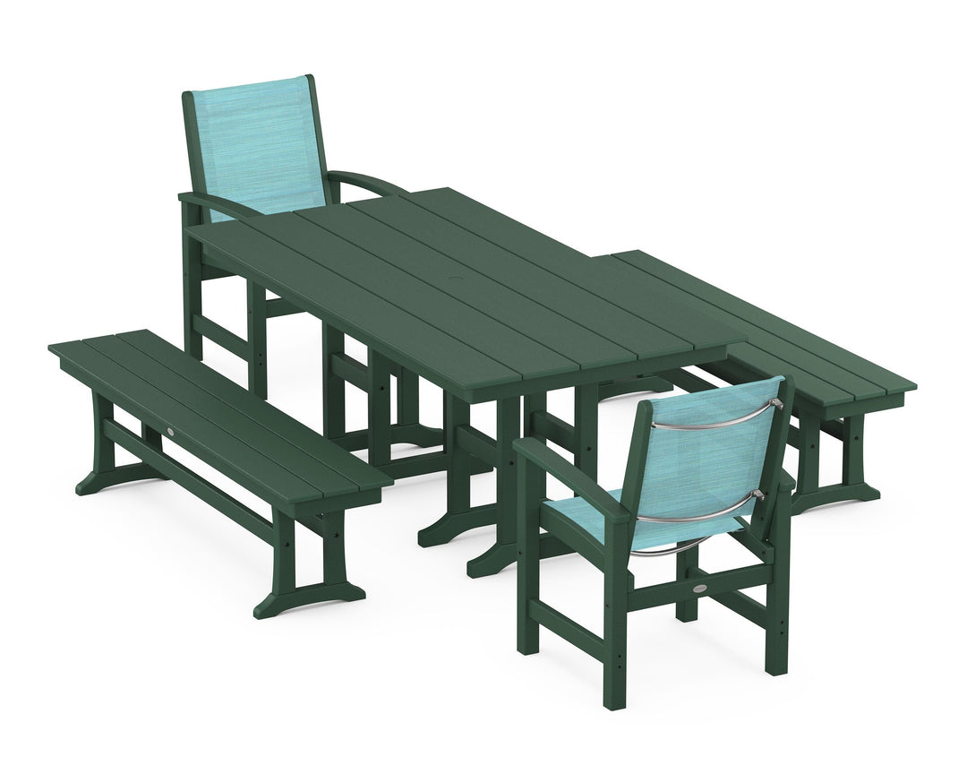 POLYWOOD® Coastal 5-Piece Farmhouse Dining Set