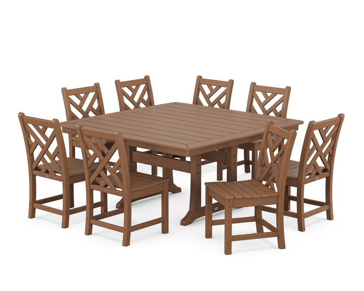 POLYWOOD® Chippendale 9-Piece Nautical Trestle Dining Set