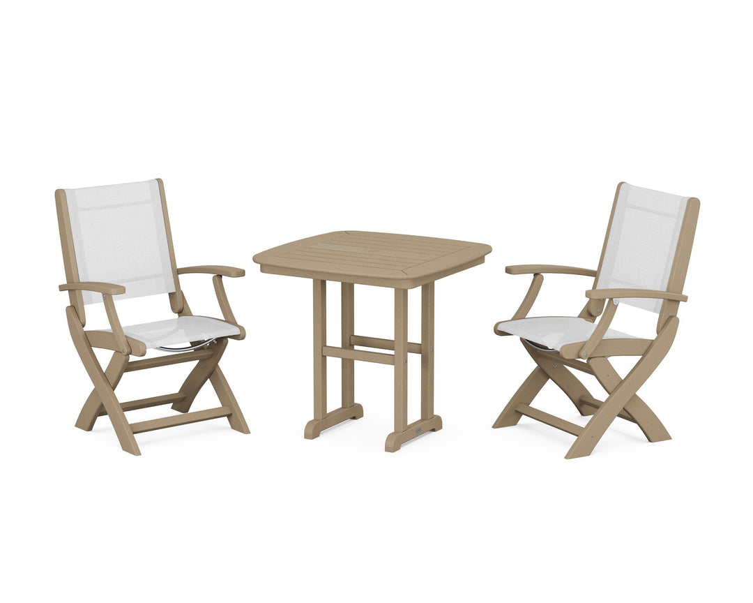 POLYWOOD® Coastal Folding Chair 3-Piece Dining Set
