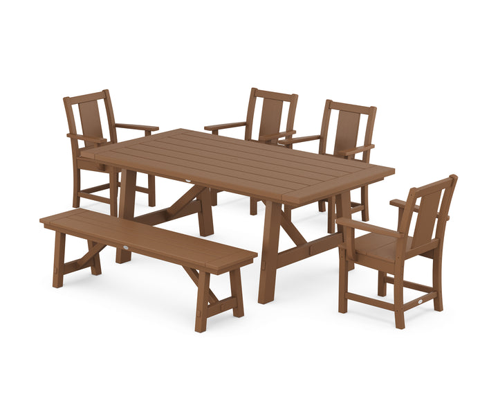 POLYWOOD® Prairie 6-Piece Rustic Farmhouse Dining Set with Bench
