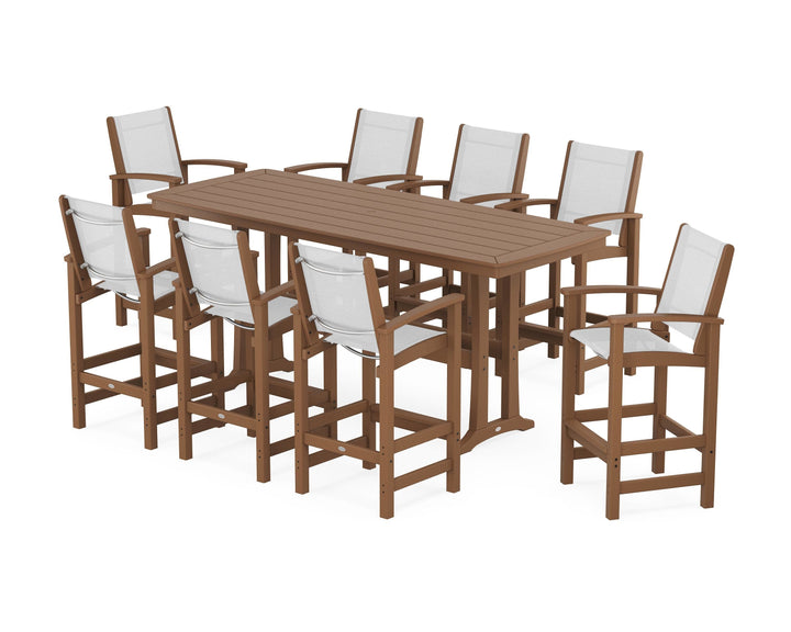 POLYWOOD® Coastal 9-Piece Bar Set with Trestle Legs