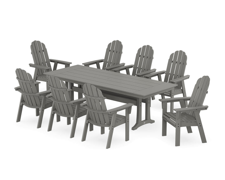 POLYWOOD® Vineyard 9-Piece Curveback Adirondack Farmhouse Dining Set with Trestle Legs