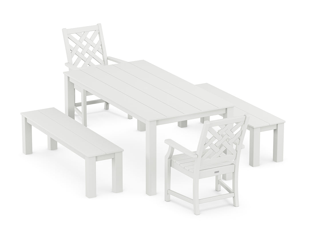 Country Living Wovendale 5-Piece Parsons Dining Set with Benches