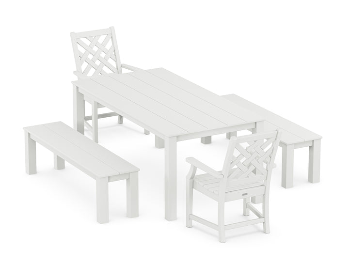 Country Living Wovendale 5-Piece Parsons Dining Set with Benches