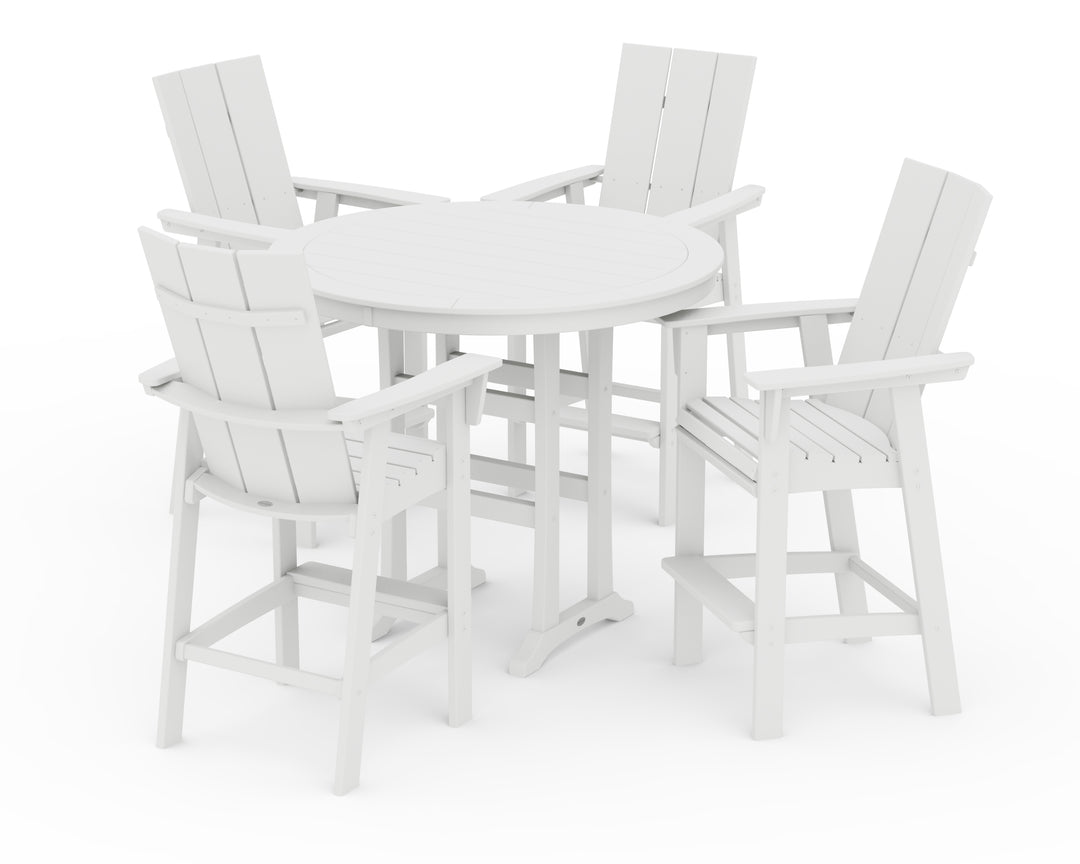 POLYWOOD® Modern Curveback Adirondack 5-Piece Nautical Trestle Bar Set
