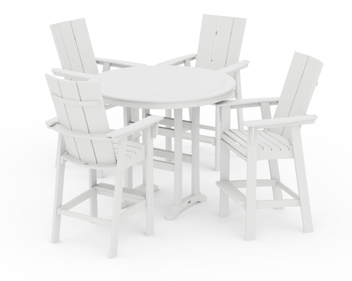 POLYWOOD® Modern Curveback Adirondack 5-Piece Nautical Trestle Bar Set