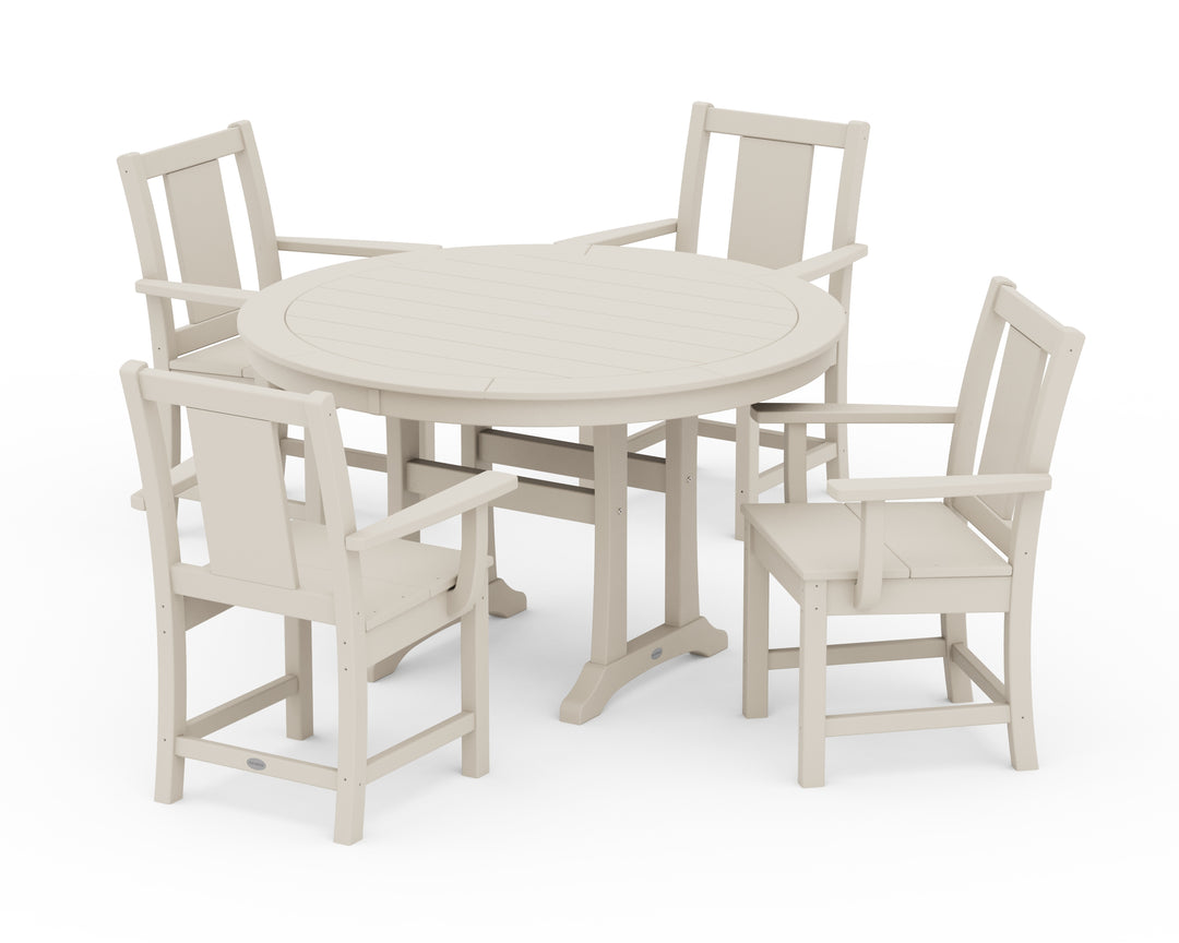 POLYWOOD® Prairie 5-Piece Round Dining Set with Trestle Legs