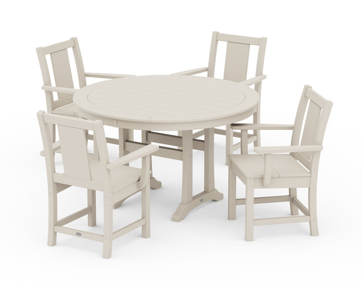 POLYWOOD® Prairie 5-Piece Round Dining Set with Trestle Legs