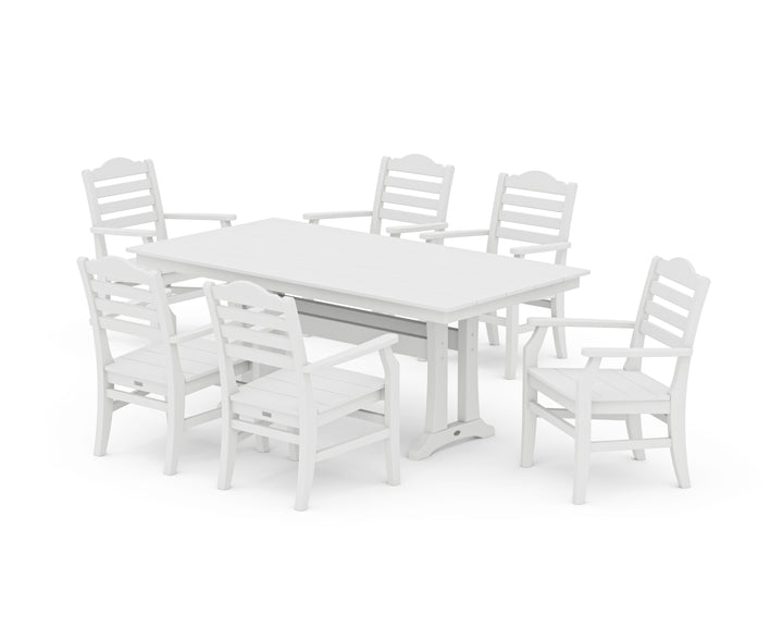 POLYWOOD® Savannah Arm Chair 7-Piece Farmhouse Dining Set with Trestle Legs