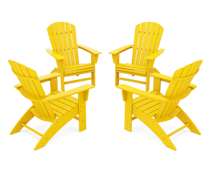 POLYWOOD® 4-Piece Nautical Curveback Adirondack Chair Conversation Set