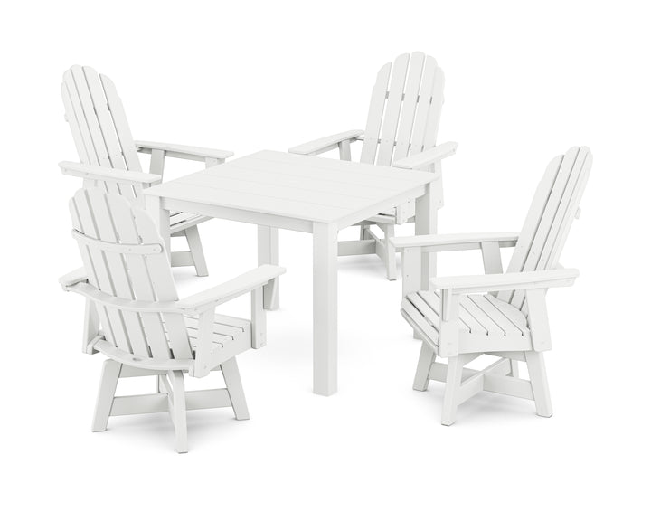 POLYWOOD® Vineyard Curveback Adirondack 5-Piece Parsons Swivel Dining Set