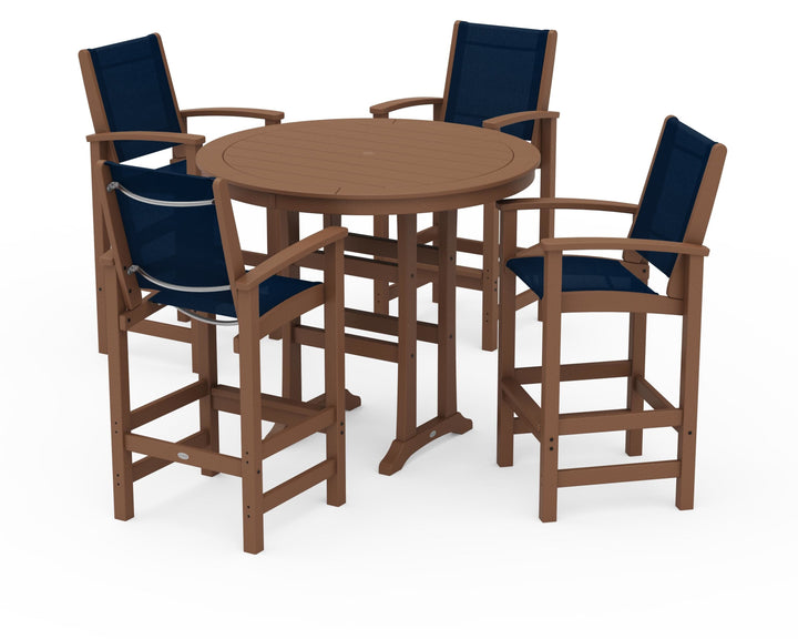 POLYWOOD® Coastal 5-Piece Nautical Trestle Bar Set