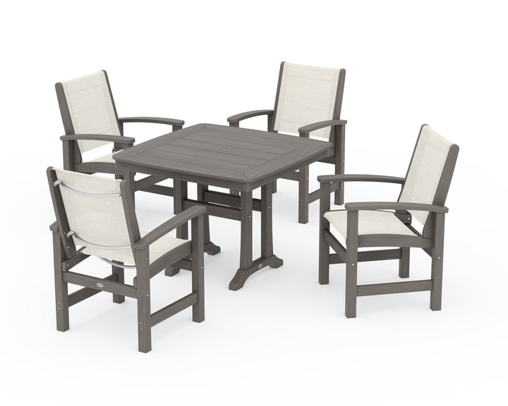 POLYWOOD® Coastal 5-Piece Dining Set with Trestle Legs