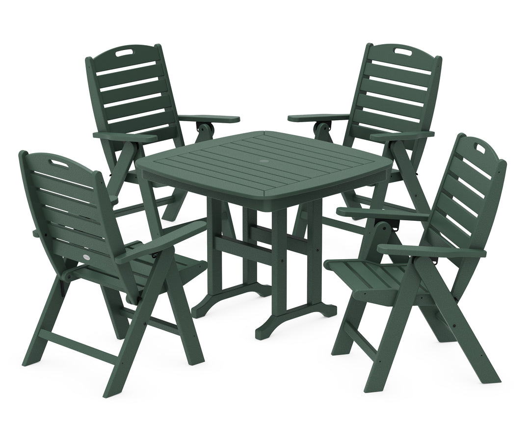 POLYWOOD® Nautical Folding Highback Chair 5-Piece Dining Set