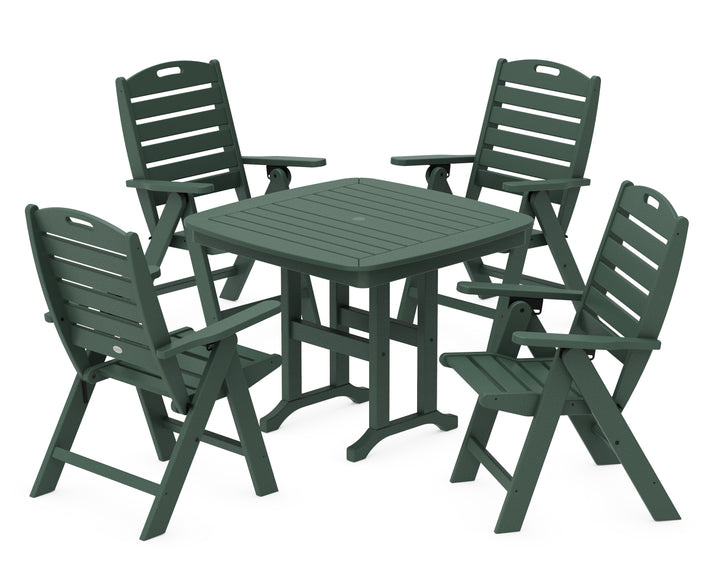 POLYWOOD® Nautical Folding Highback Chair 5-Piece Dining Set
