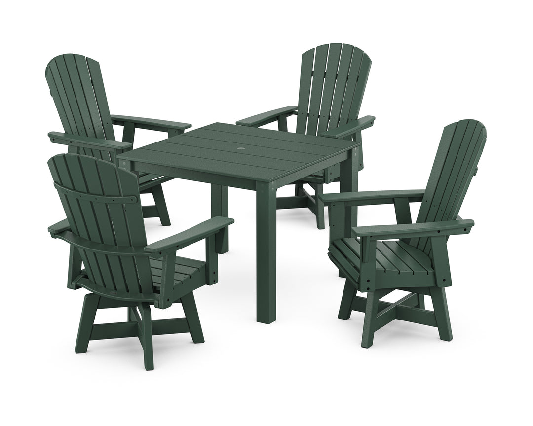 POLYWOOD® Nautical Curveback Adirondack Swivel 5-Piece Parsons Dining Set