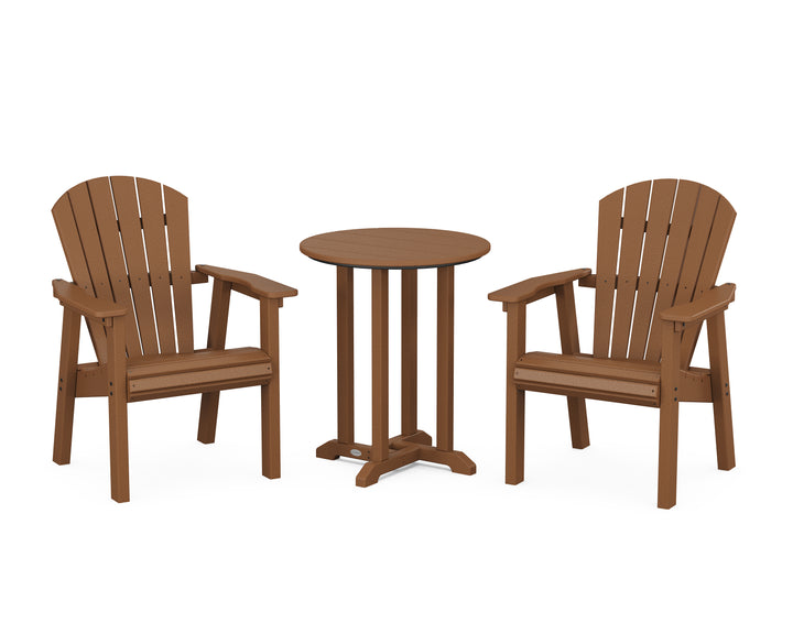 POLYWOOD® Seashell 3-Piece Round Farmhouse Bistro Dining Set