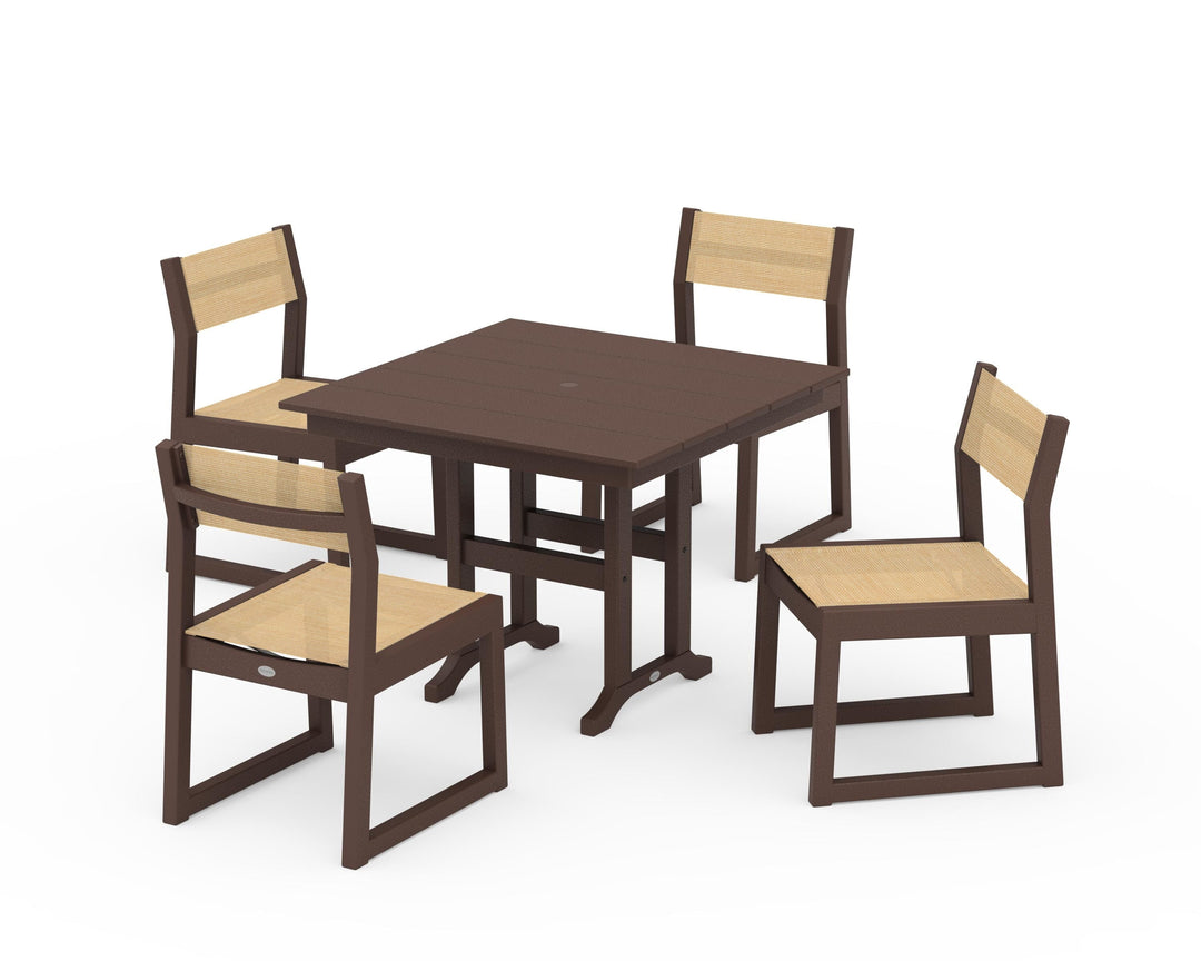 POLYWOOD® EDGE Sling Side Chair 5-Piece Farmhouse Dining Set