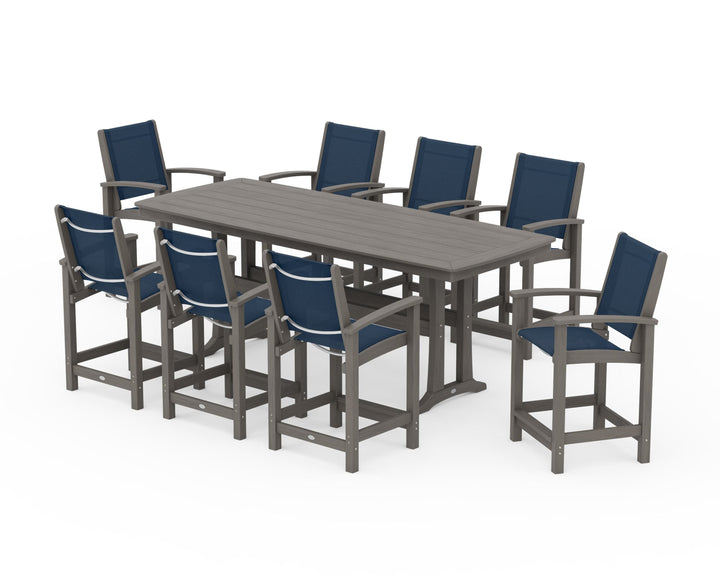 POLYWOOD® Coastal 9-Piece Counter Set with Trestle Legs