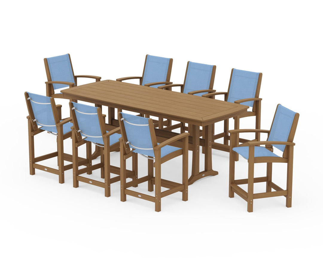 POLYWOOD® Coastal 9-Piece Counter Set with Trestle Legs