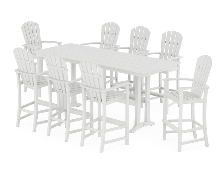 POLYWOOD® Palm Coast 9-Piece Farmhouse Bar Set with Trestle Legs