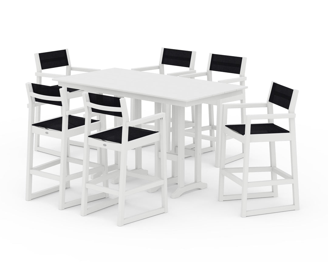 POLYWOOD® EDGE Sling Arm Chair 7-Piece Farmhouse Bar Set