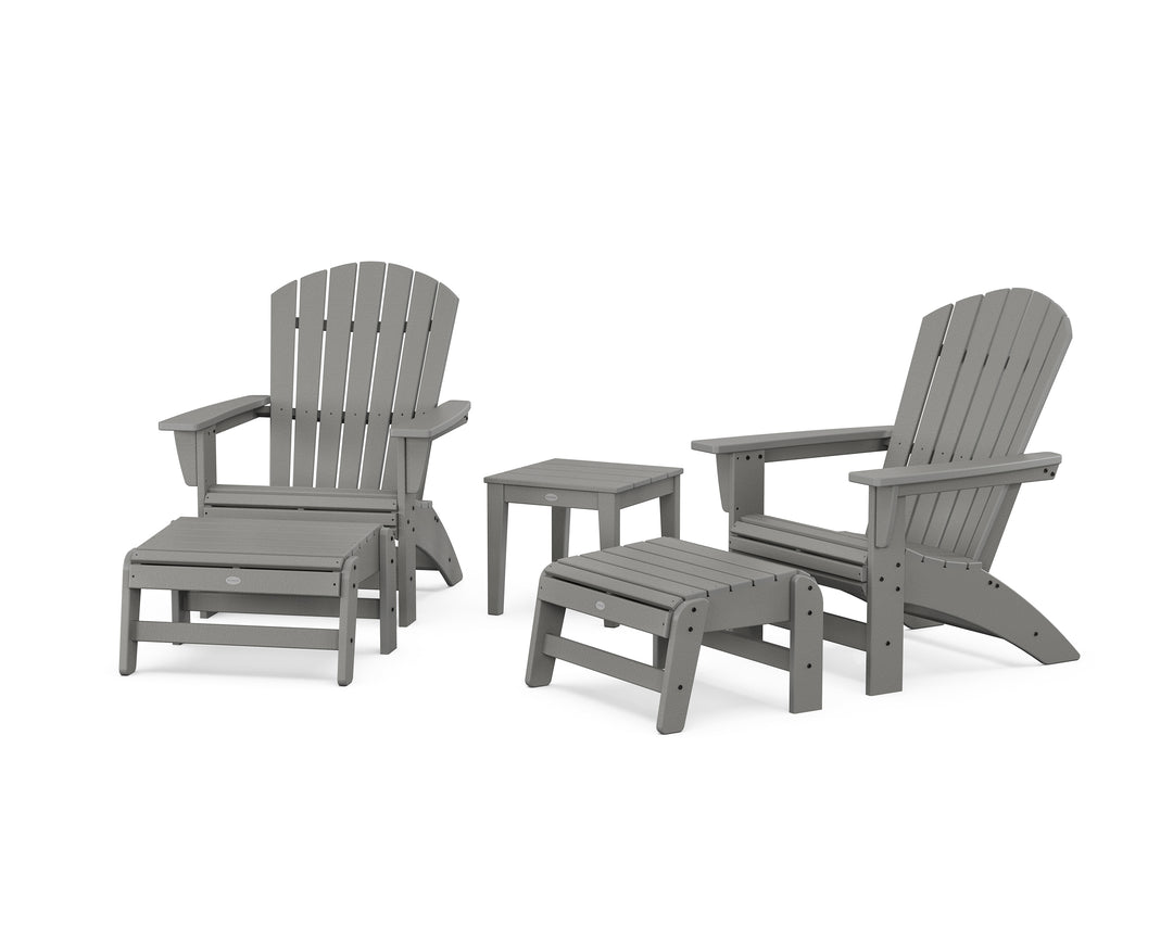 POLYWOOD® 5-Piece Nautical Grand Adirondack Set with Ottomans and Side Table