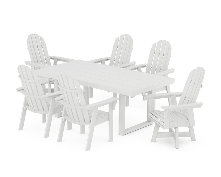POLYWOOD® Vineyard Curveback Adirondack Swivel Chair 7-Piece Dining Set