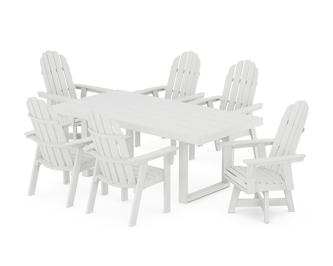 Vineyard Curveback Adirondack Swivel Chair 7-Piece Dining Set